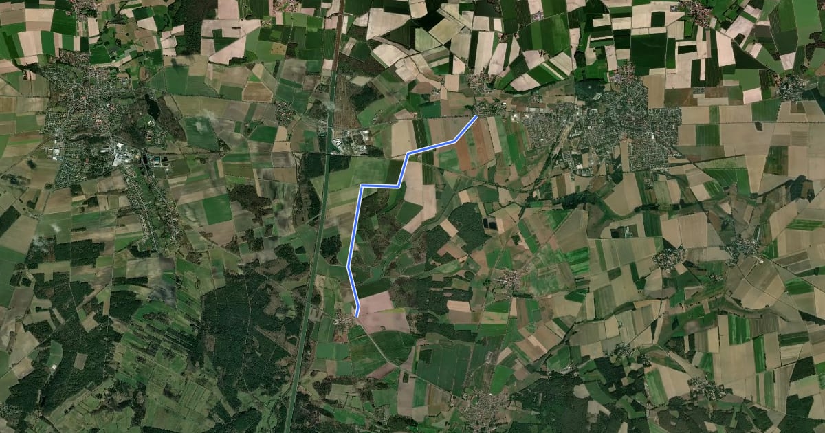 Маршрут (78) Wunderbüttel Ost - (77) Wunderbüttel Ost K123 на спутниковом снимке