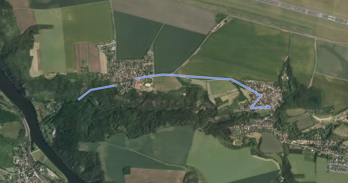 Маршрут 7A Vodochody - Máslovice - Dolany nad Vltavou на спутниковом снимке