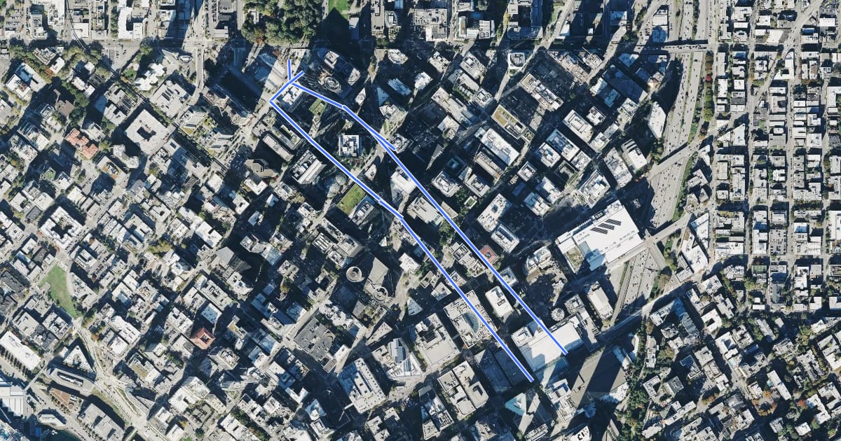 Маршрут 7th & 8th Cycle Routes на спутниковом снимке