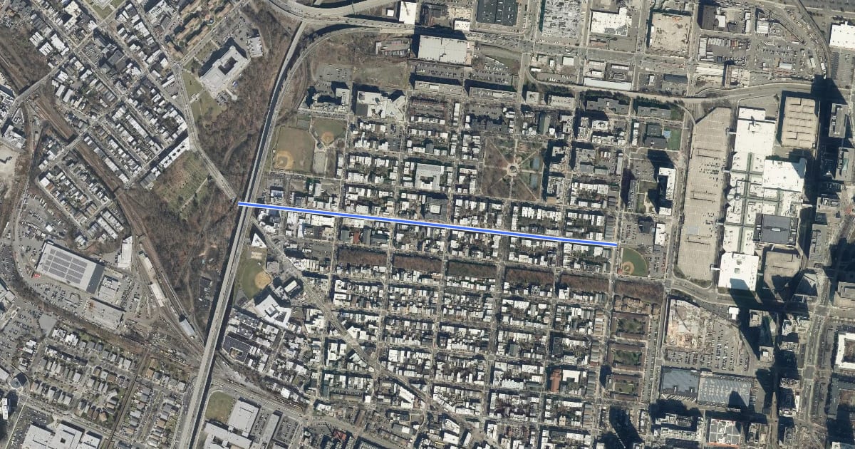 Маршрут 7th Street на спутниковом снимке