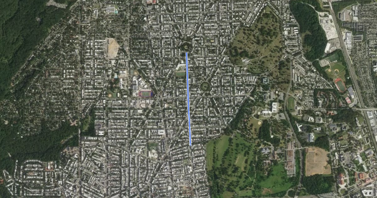 Маршрут 7th Street Northwest на спутниковом снимке