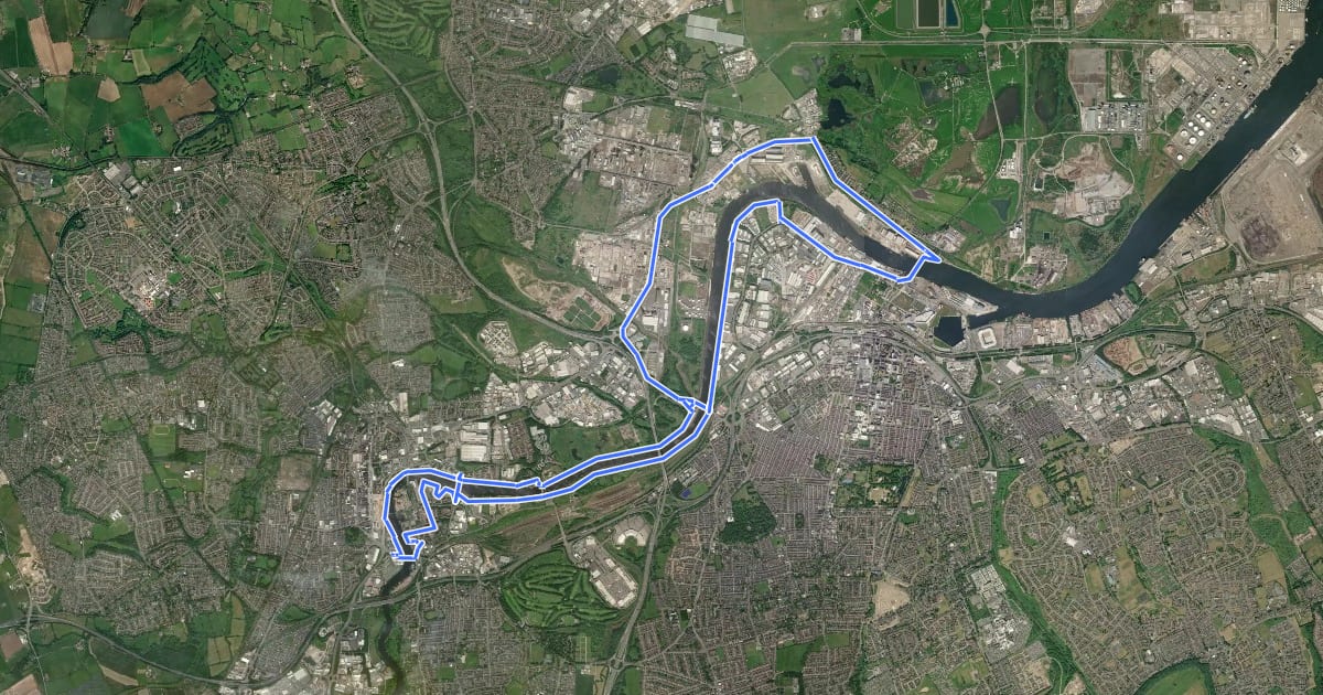 Маршрут 8 Bridges Cycle Route на спутниковом снимке