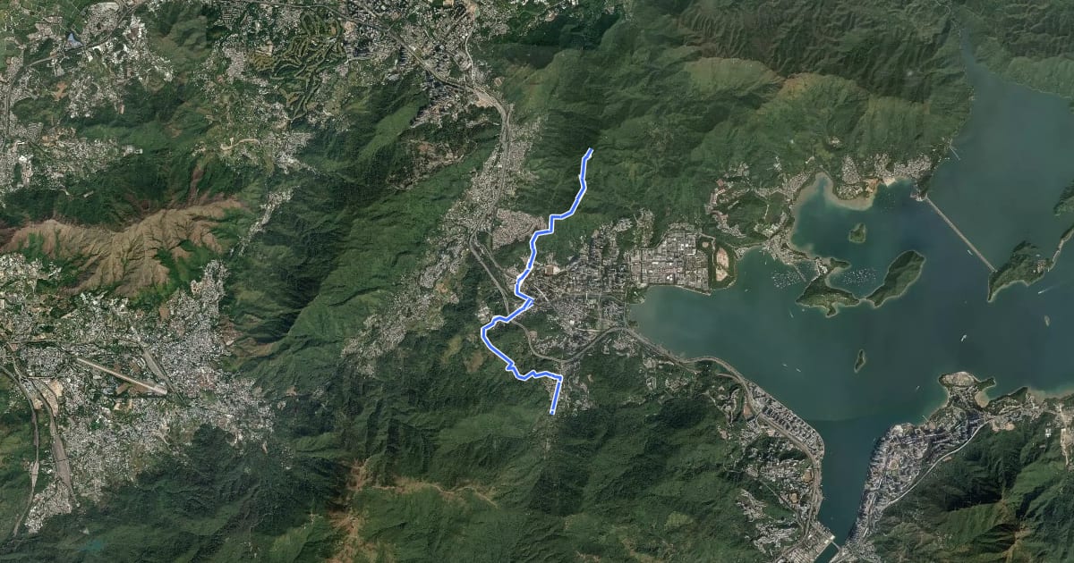 Маршрут 衛奕信徑第8段 Wilson Trail Section 8 на спутниковом снимке