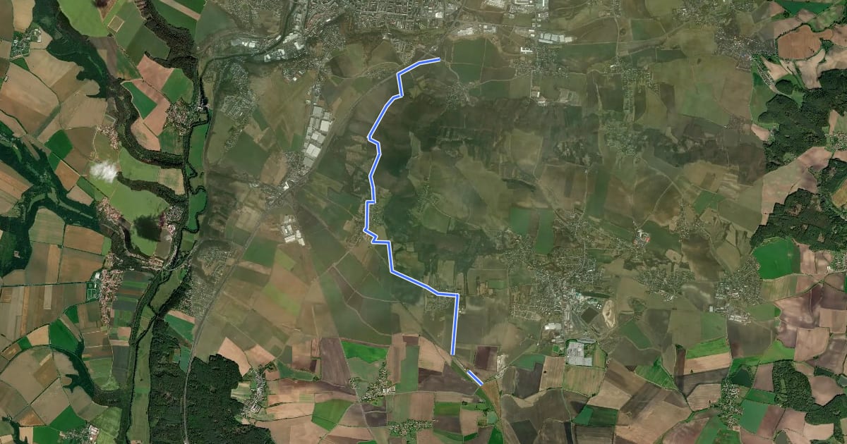Маршрут 8235 Mladá Boleslav, U Nadjezdu - Dobrovice на спутниковом снимке