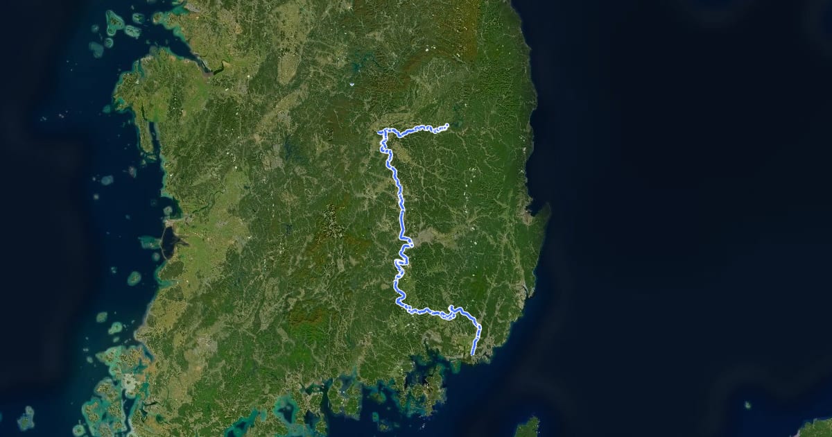Маршрут 낙동강 자전거길 на спутниковом снимке