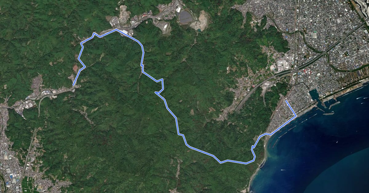 Маршрут 東海自然歩道 на спутниковом снимке