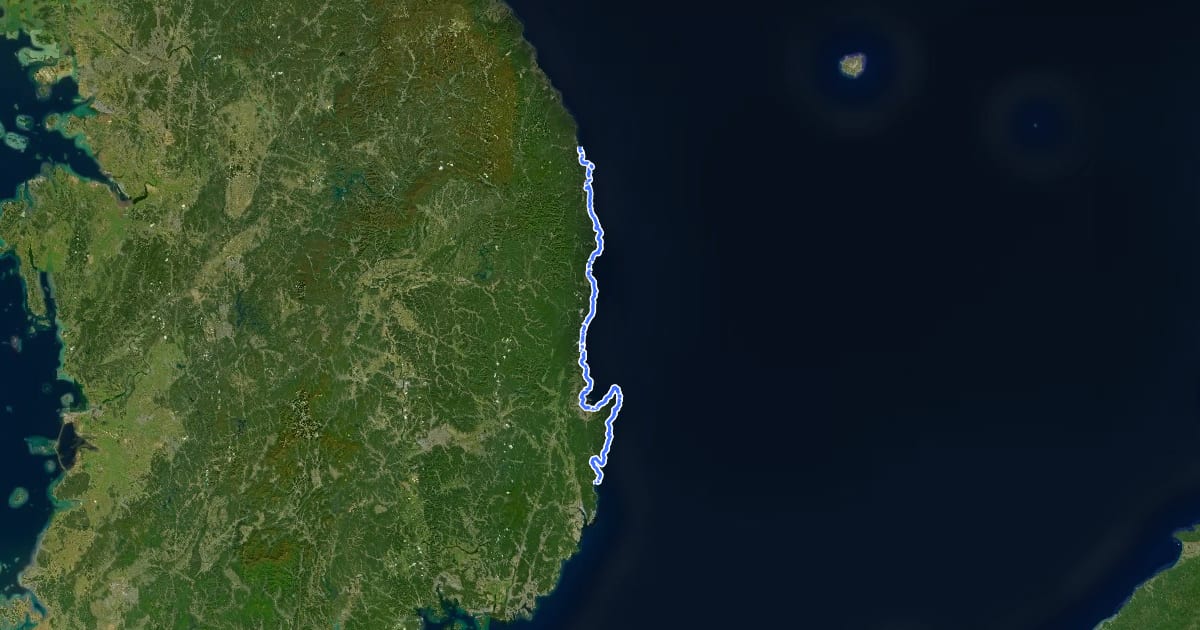 Маршрут 동해안 자전거 길(경북) на спутниковом снимке