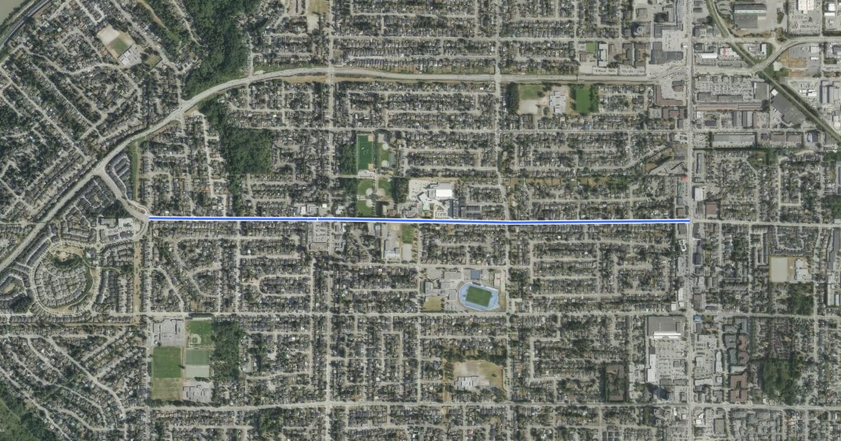 Маршрут 84 Avenue (Delta) на спутниковом снимке