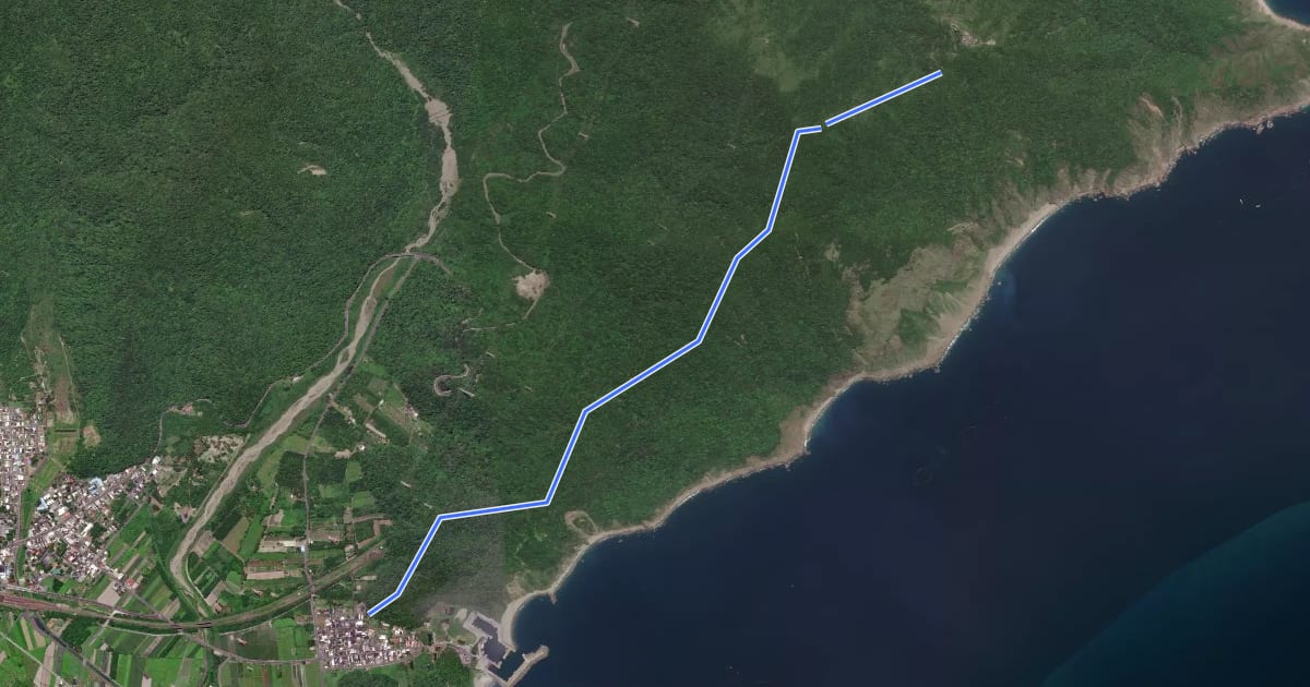 Маршрут 蘇花古道：大南澳越嶺段 на спутниковом снимке