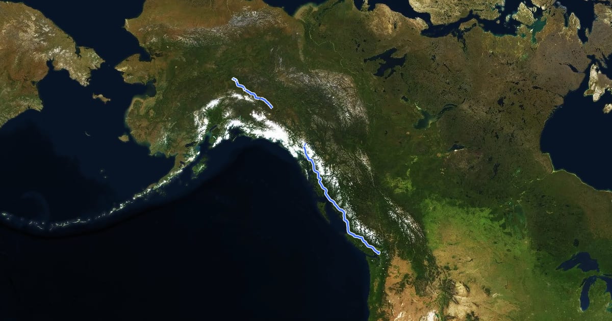 Маршрут 87 (Alaska) на спутниковом снимке