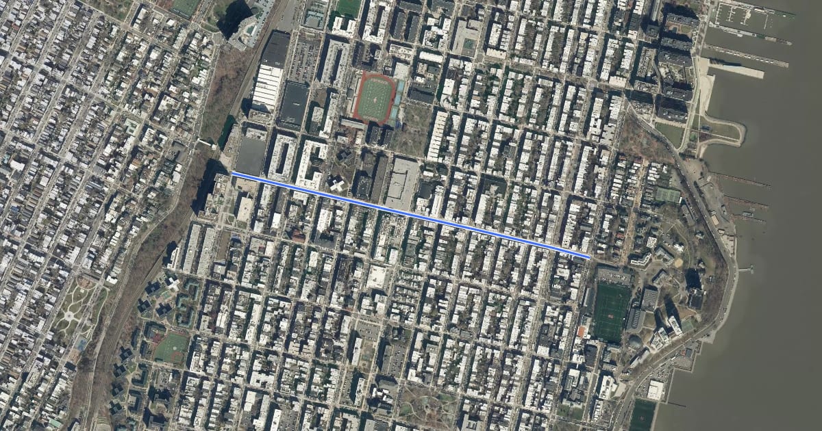 Маршрут 8th Street на спутниковом снимке