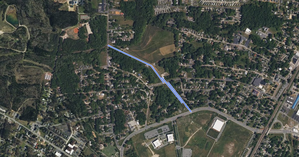 Маршрут 8th Street Greenway на спутниковом снимке