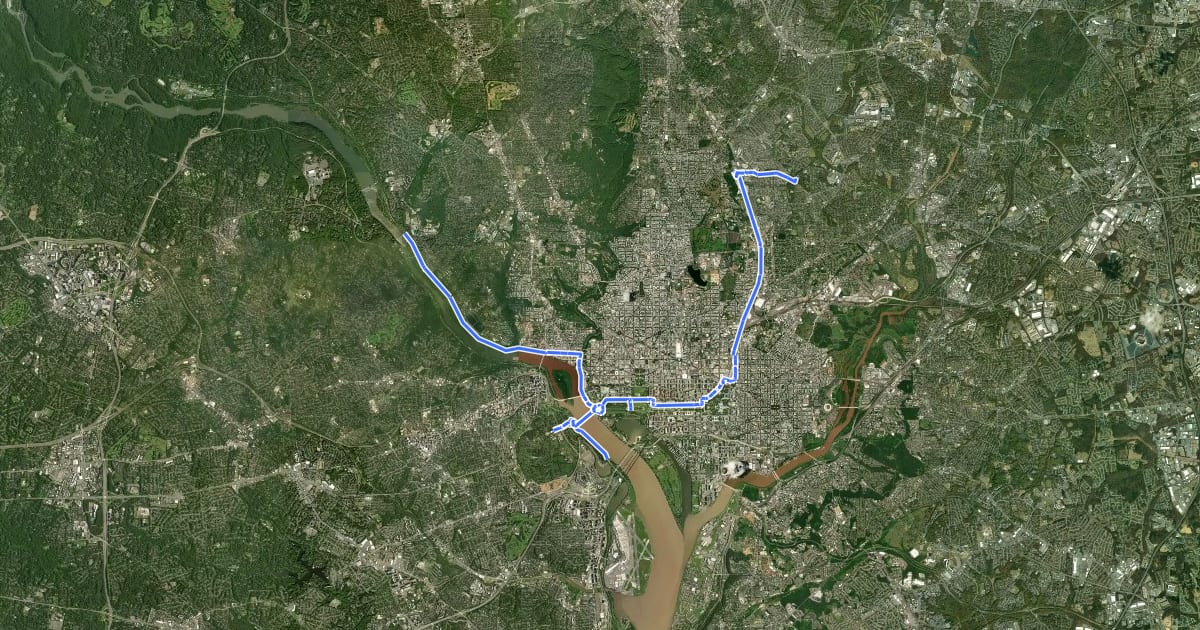 Маршрут 9/11 National Memorial Trail (District of Columbia) на спутниковом снимке