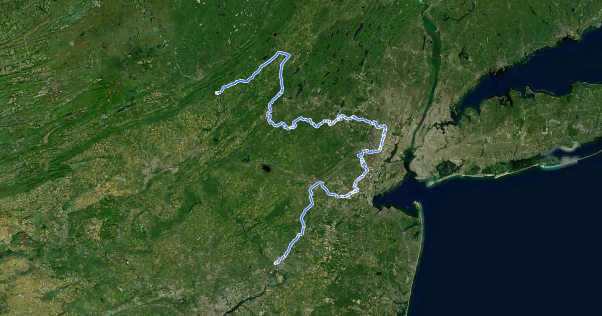 Маршрут 9/11 National Memorial Trail (New Jersey thru route) на спутниковом снимке
