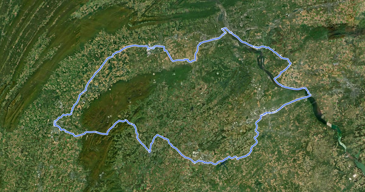 Маршрут 9/11 National Memorial Trail (Pennsylvania Loop) на спутниковом снимке
