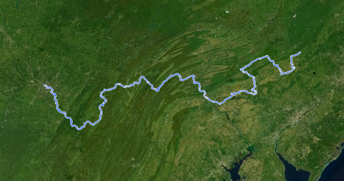 Маршрут 9/11 National Memorial Trail (Pennsylvania thru route) на спутниковом снимке