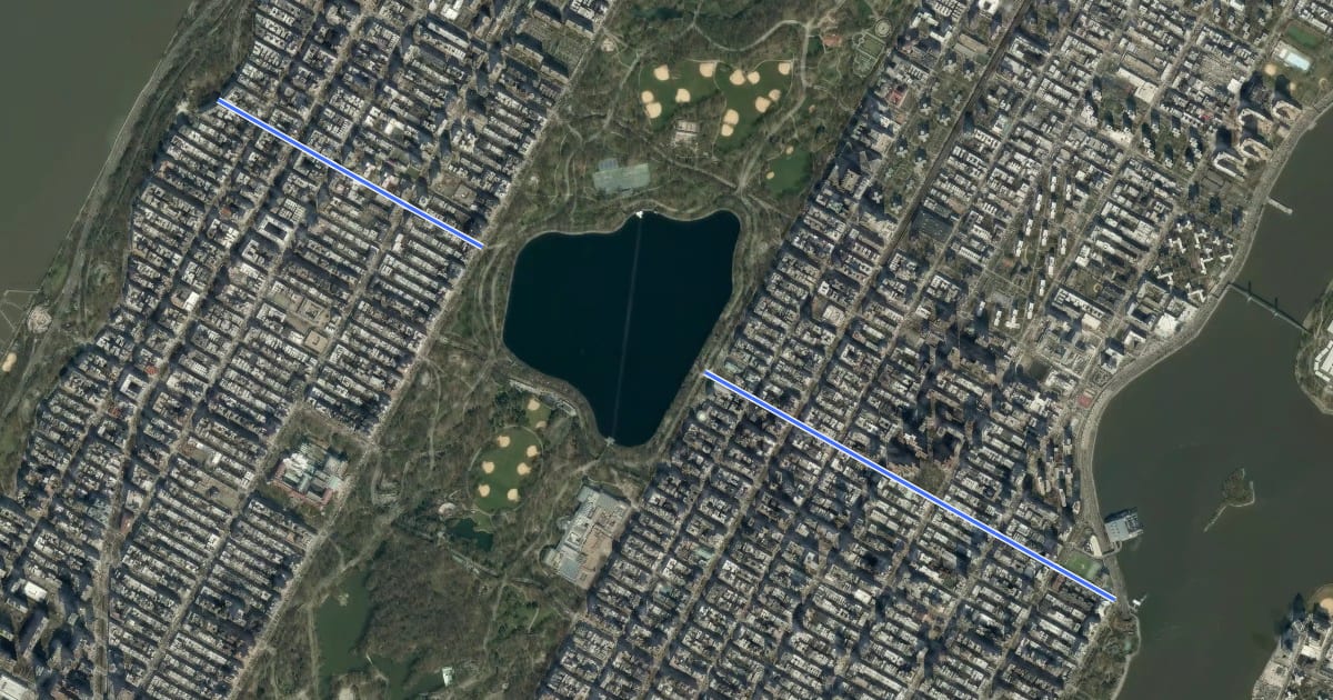 Маршрут 90th Street на спутниковом снимке