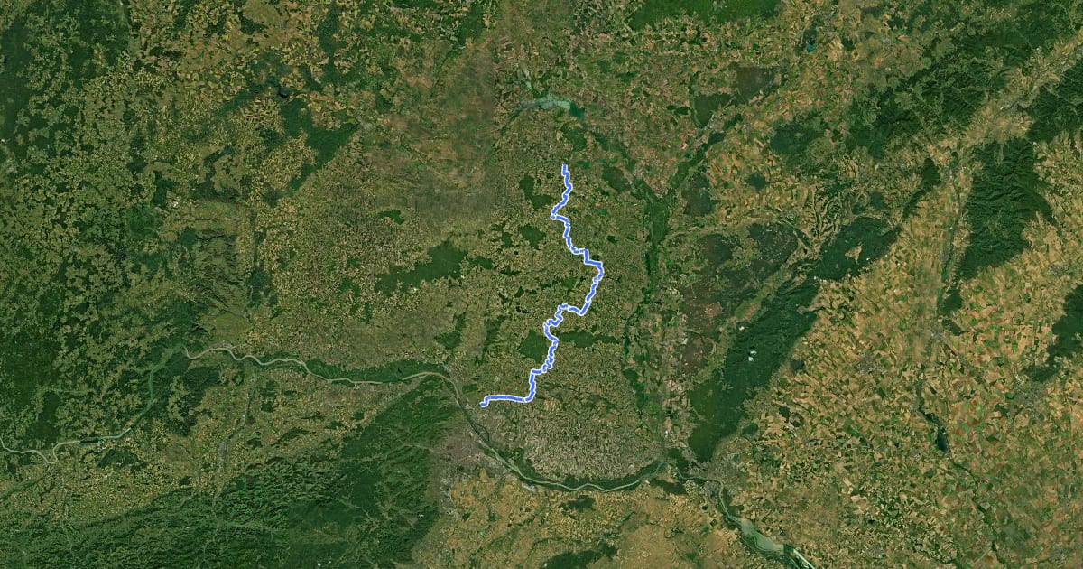Маршрут 91 Marchfeldkanal - Drasenhofen на спутниковом снимке