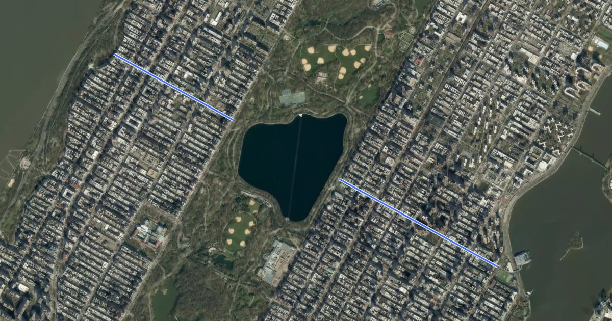 Маршрут 91st Street на спутниковом снимке
