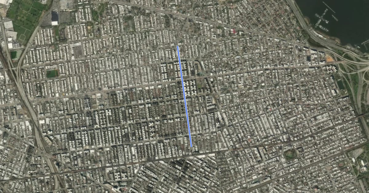 Маршрут 91st Street на спутниковом снимке