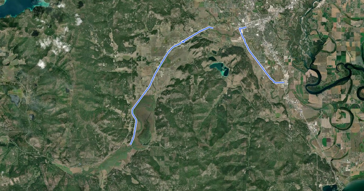 Маршрут 93 Bypass Trail на спутниковом снимке