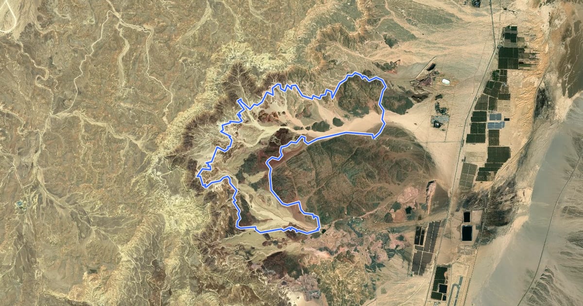 Маршрут סינגל המכרות на спутниковом снимке