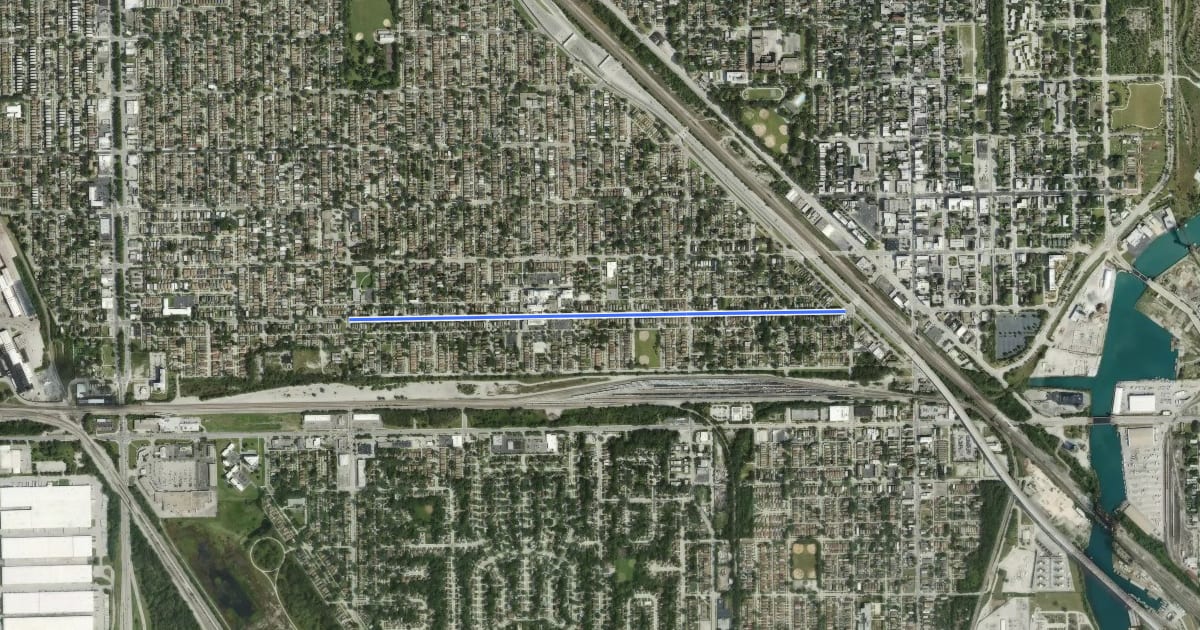 Маршрут 93rd Street на спутниковом снимке