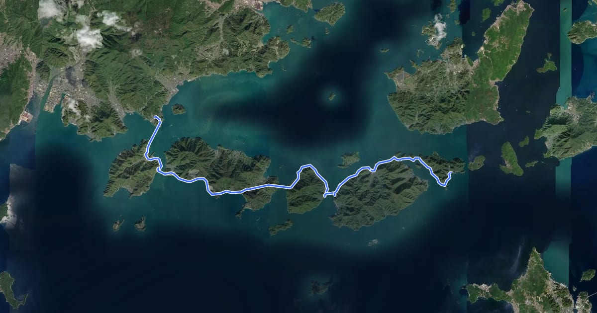 Маршрут とびしま海道サイクリングロード на спутниковом снимке