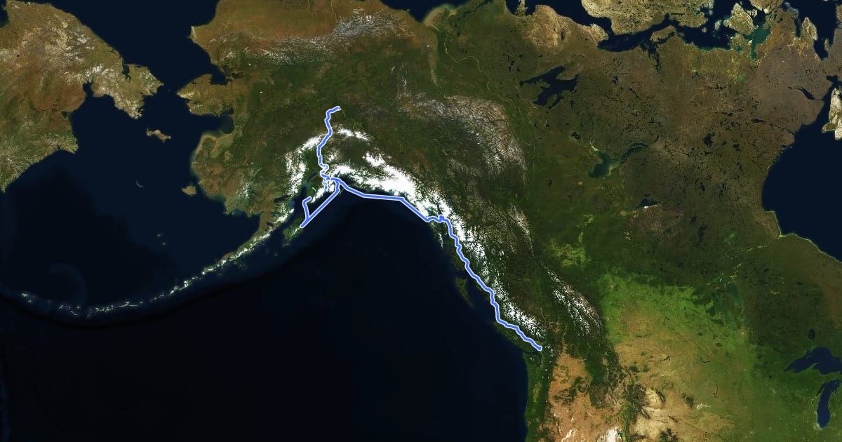 Маршрут 97 (Alaska) на спутниковом снимке