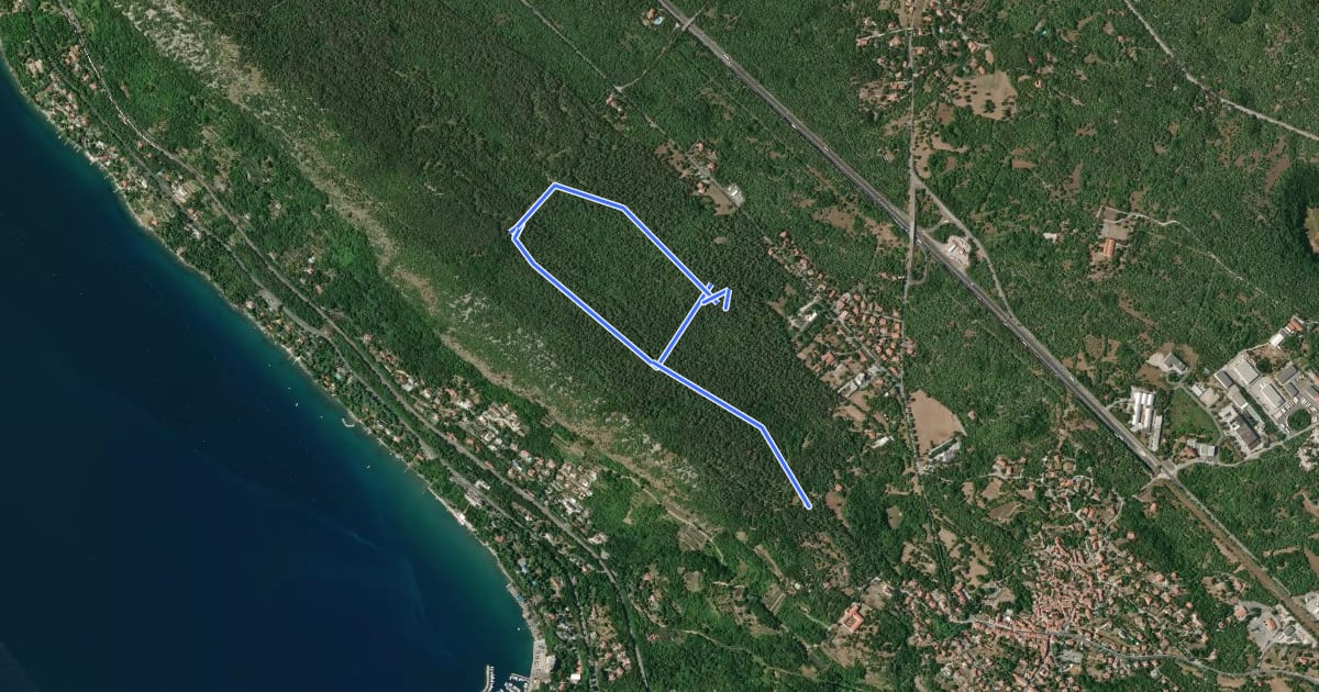 Маршрут 97 - Parco del campo di addestramento militare di Prosecco / Park vojaškega poligona za urjenje na Proseku на спутниковом снимке