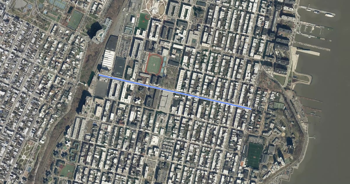 Маршрут 9th Street на спутниковом снимке
