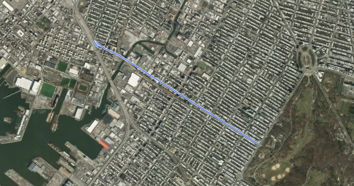 Маршрут 9th Street на спутниковом снимке