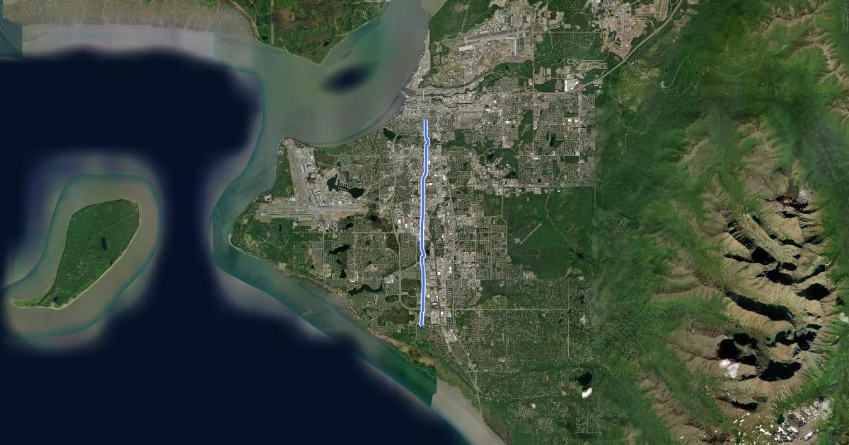 Маршрут A/C St shared use path на спутниковом снимке