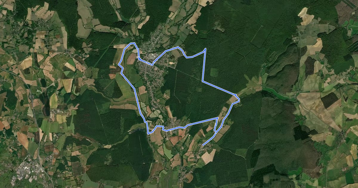 Маршрут A la croisée des Nièvres - Les Bertranges à vélo на спутниковом снимке