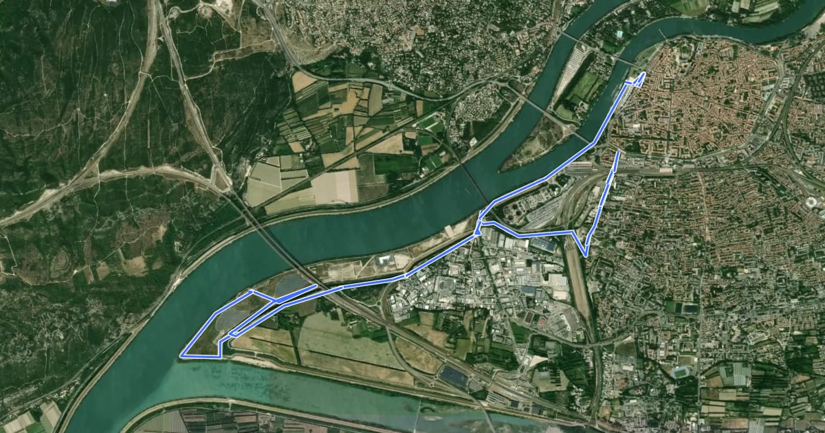 Маршрут A vélo vers la Confluence на спутниковом снимке