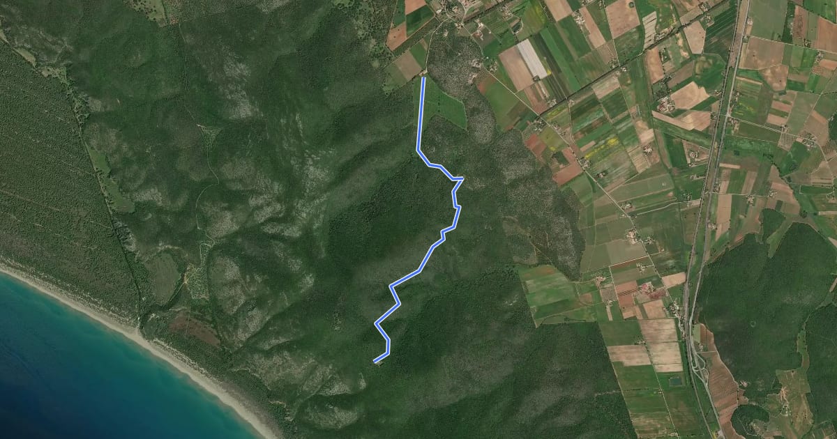 Маршрут A1/b Da Alberese a San Rabano на спутниковом снимке