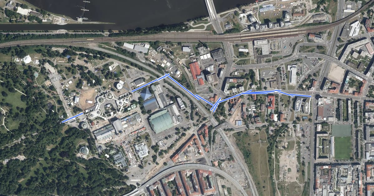 Маршрут A161 на спутниковом снимке