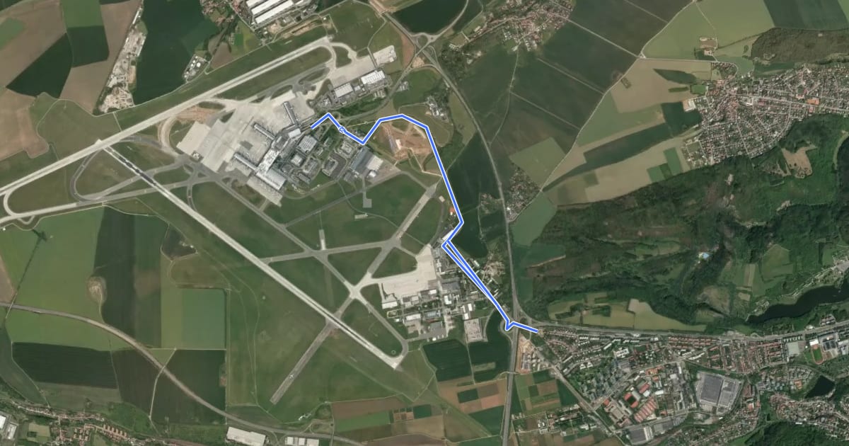 Маршрут A168 на спутниковом снимке