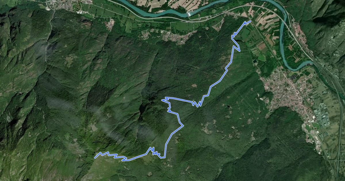 Маршрут A21 - Punta di Migiandone - Cima Tre Croci на спутниковом снимке