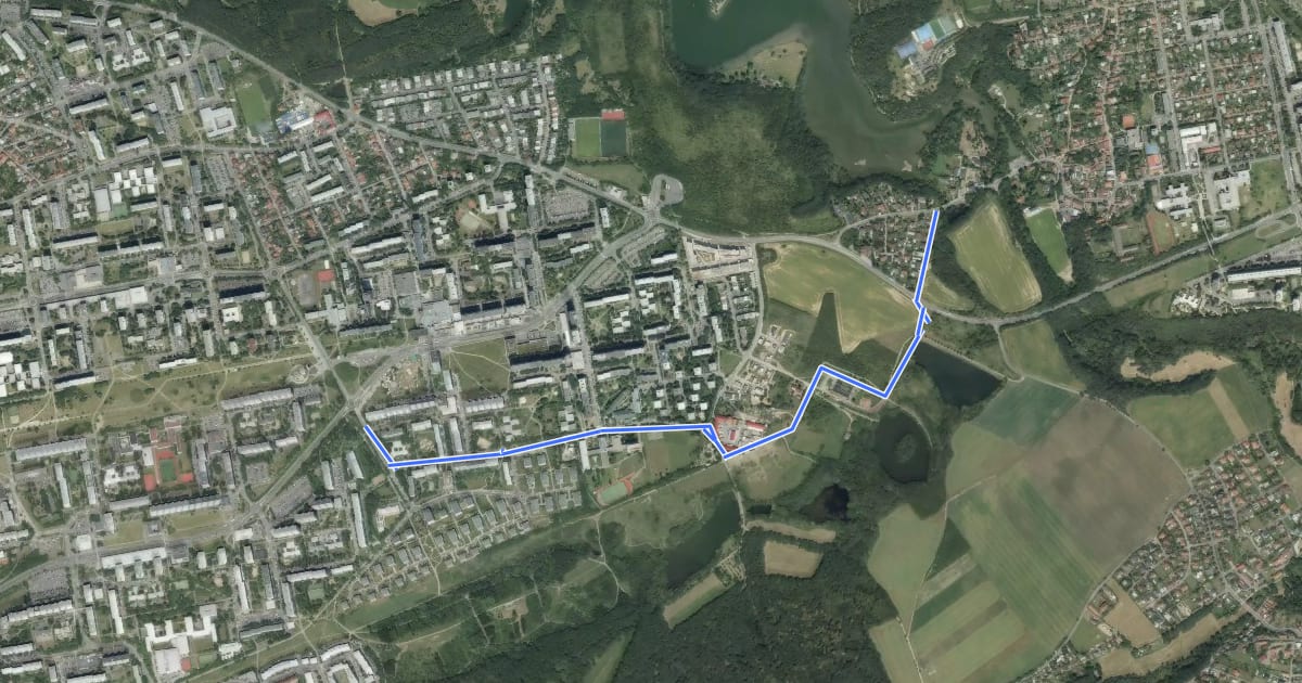 Маршрут A216, alternativa k budoucí A4 на спутниковом снимке