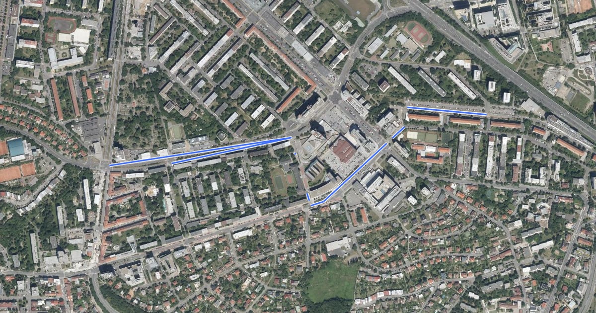 Маршрут A221, značená část на спутниковом снимке