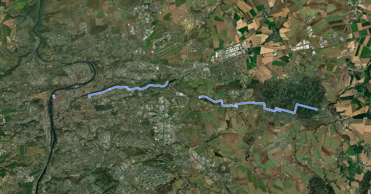 Маршрут A25, Žižkovská - návrh на спутниковом снимке