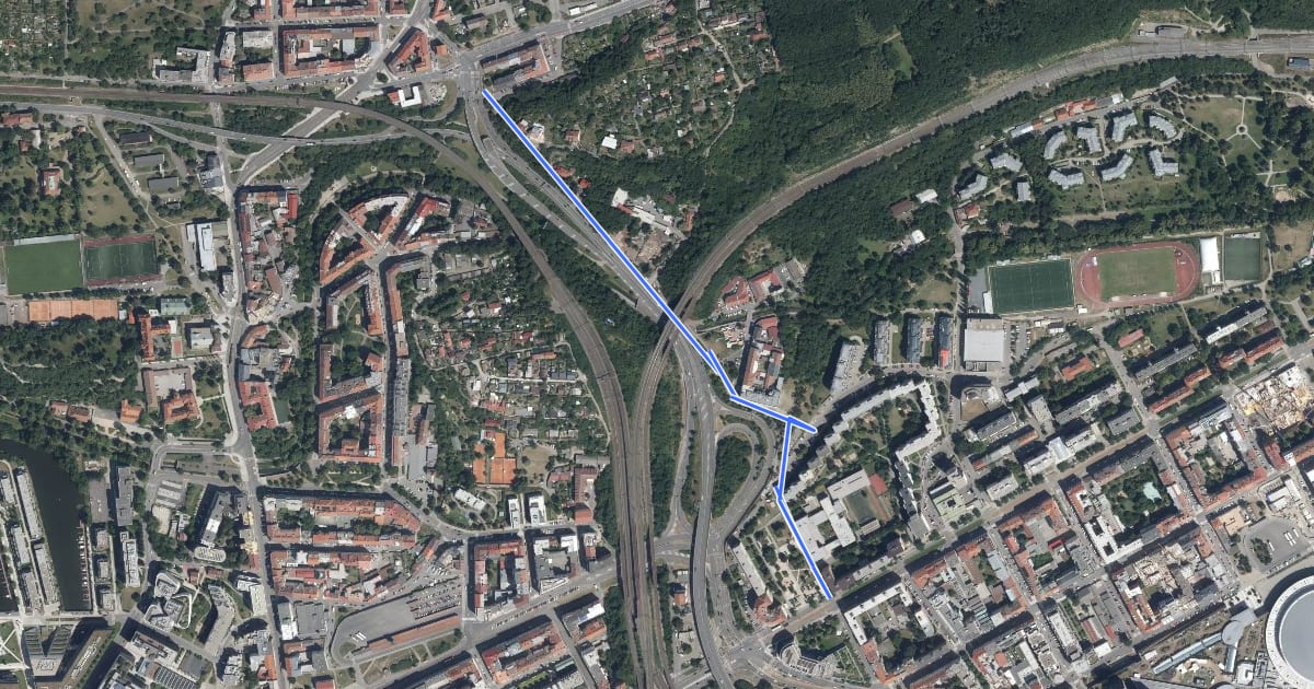 Маршрут A261 на спутниковом снимке