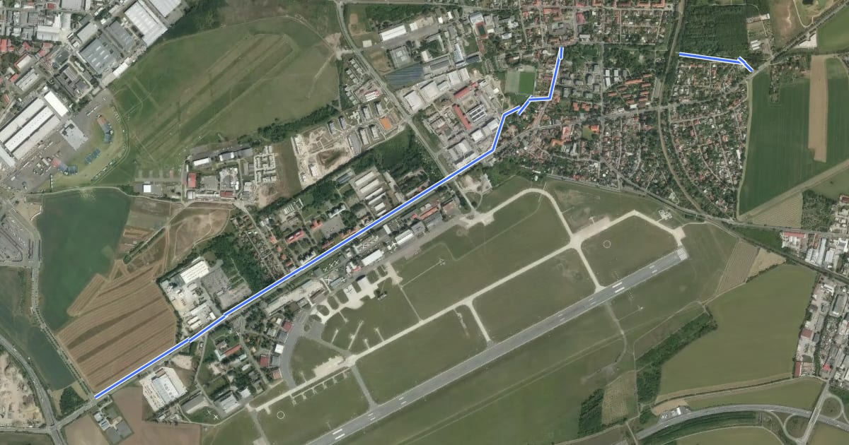 Маршрут A265, hotová část на спутниковом снимке