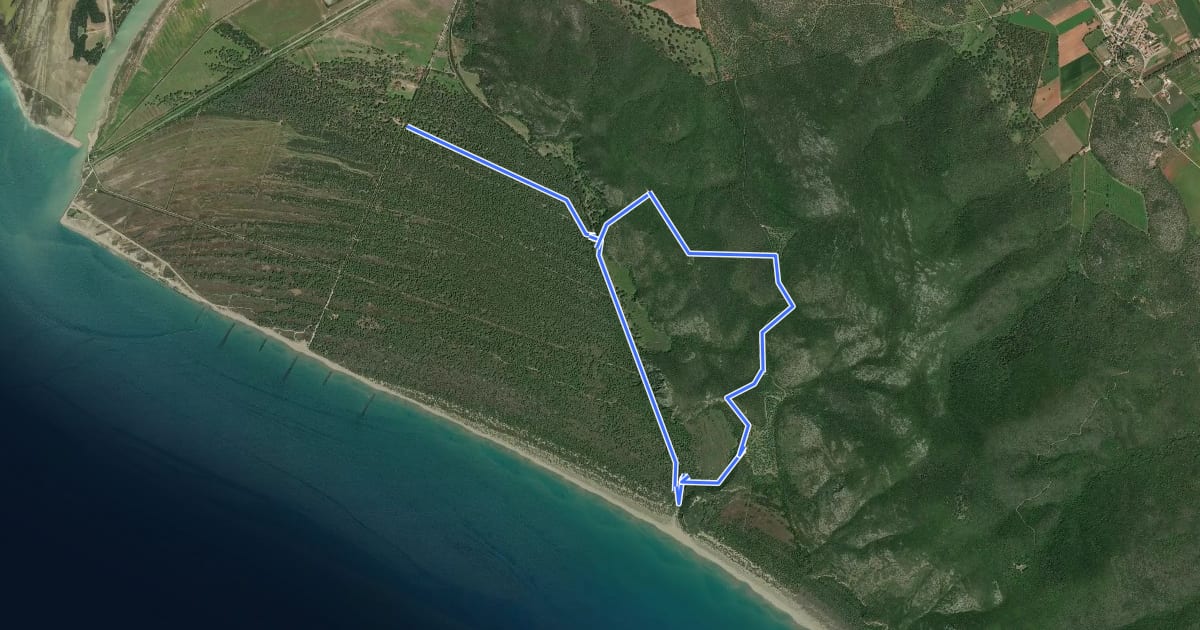 Маршрут A3 Le Grotte на спутниковом снимке