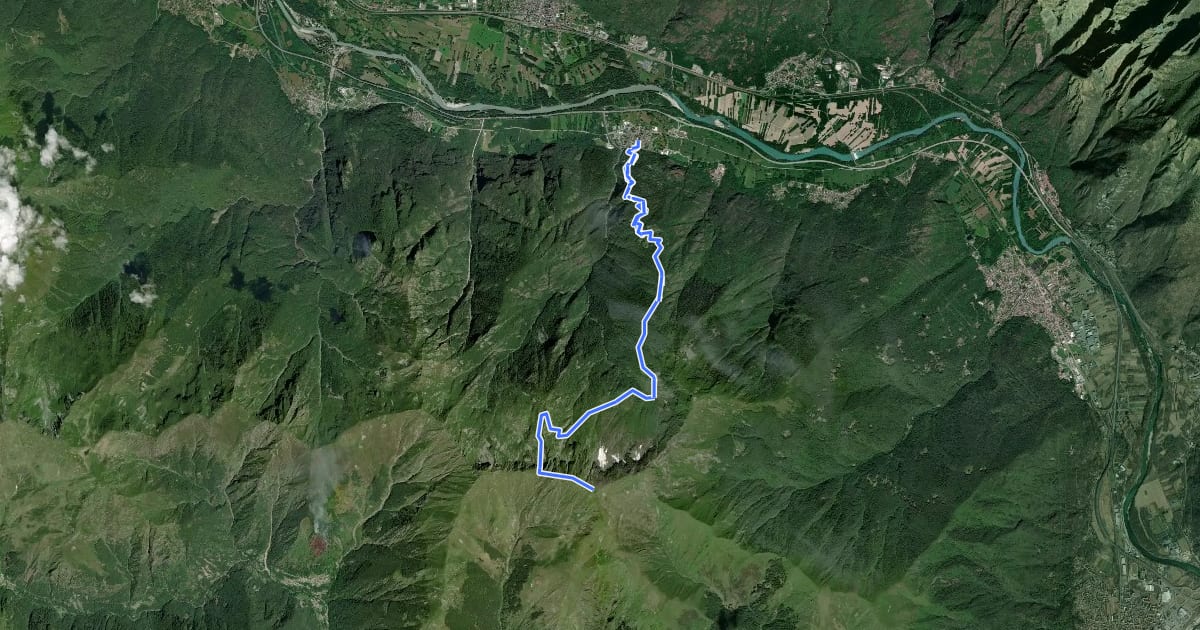 Маршрут A33 - Anzola - Monte Massone на спутниковом снимке