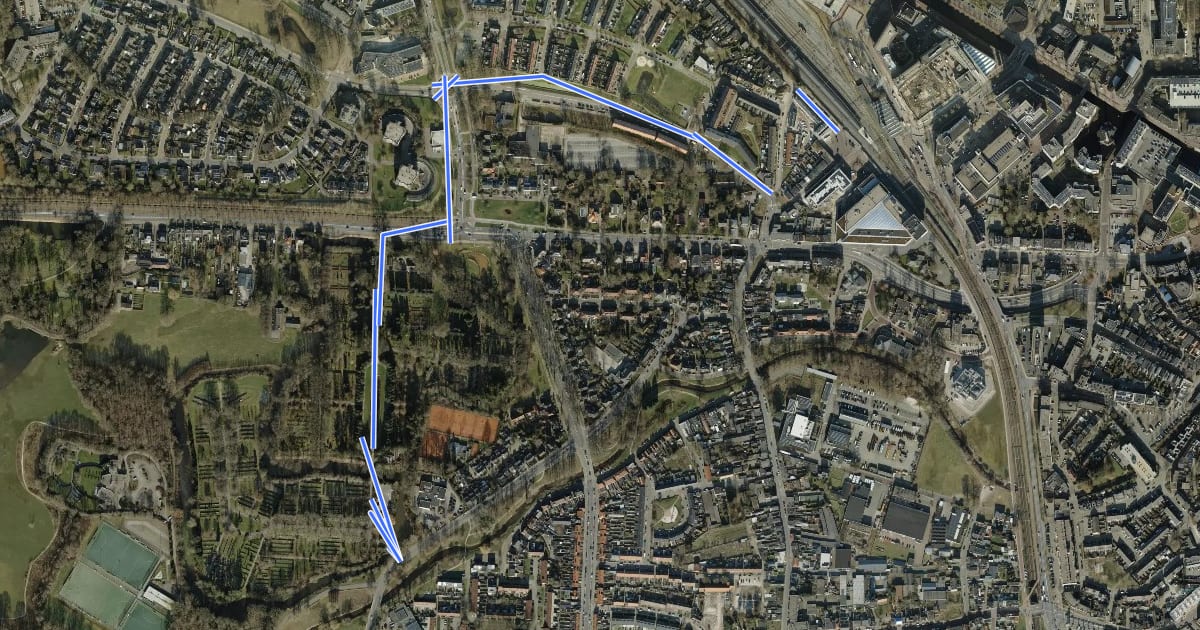 Маршрут A39-B14 на спутниковом снимке