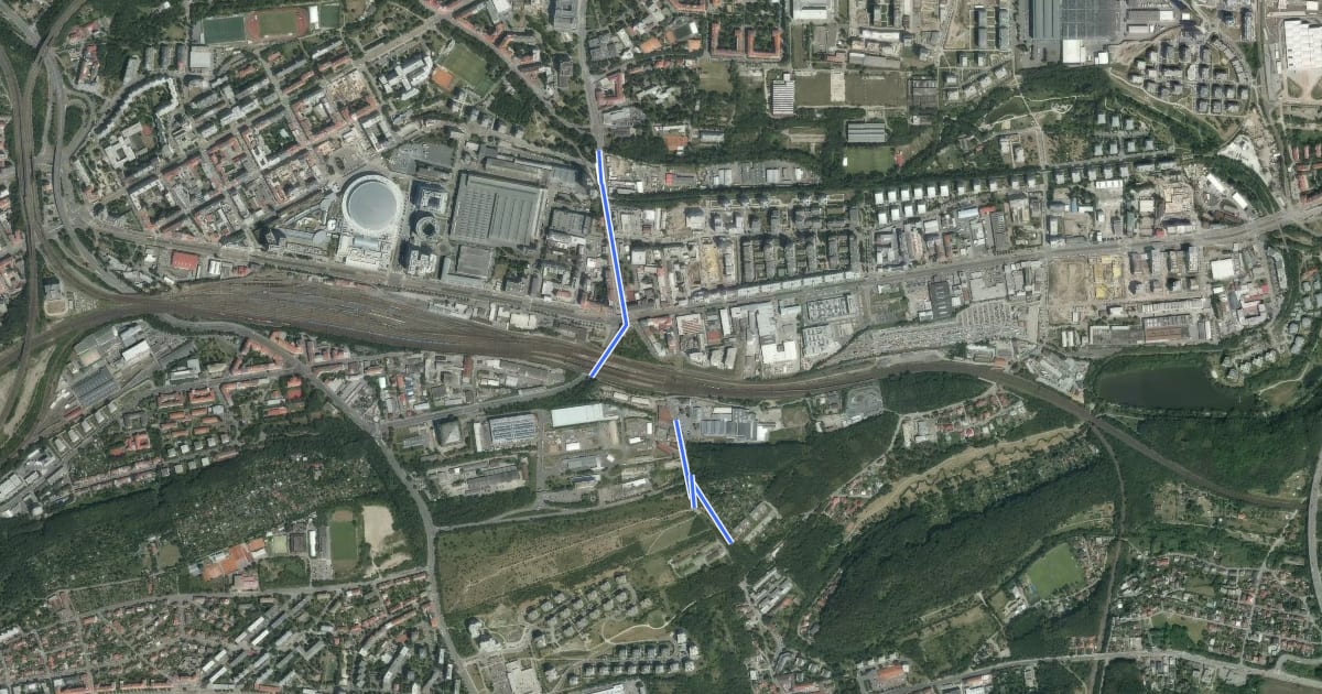Маршрут A422 на спутниковом снимке