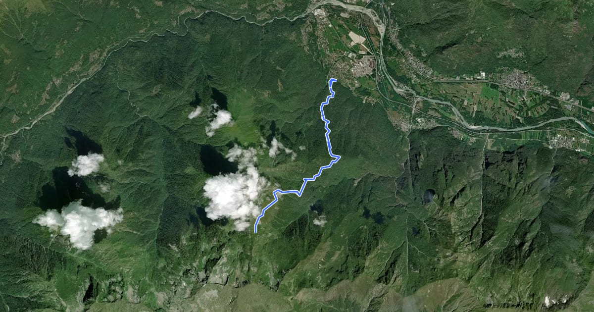 Маршрут A45 - Pieve Vergonte - bivio B97 Alpe Pian Lago на спутниковом снимке