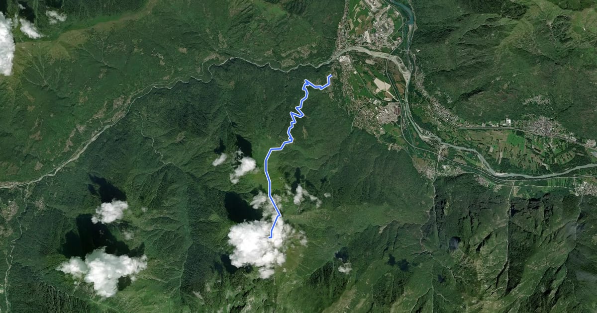 Маршрут A47 - Fomarco - Pizzo Camino на спутниковом снимке
